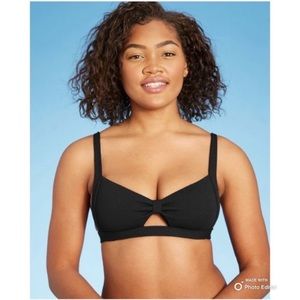 Shade & Shore Knot-Front Textured Bikini Bralette